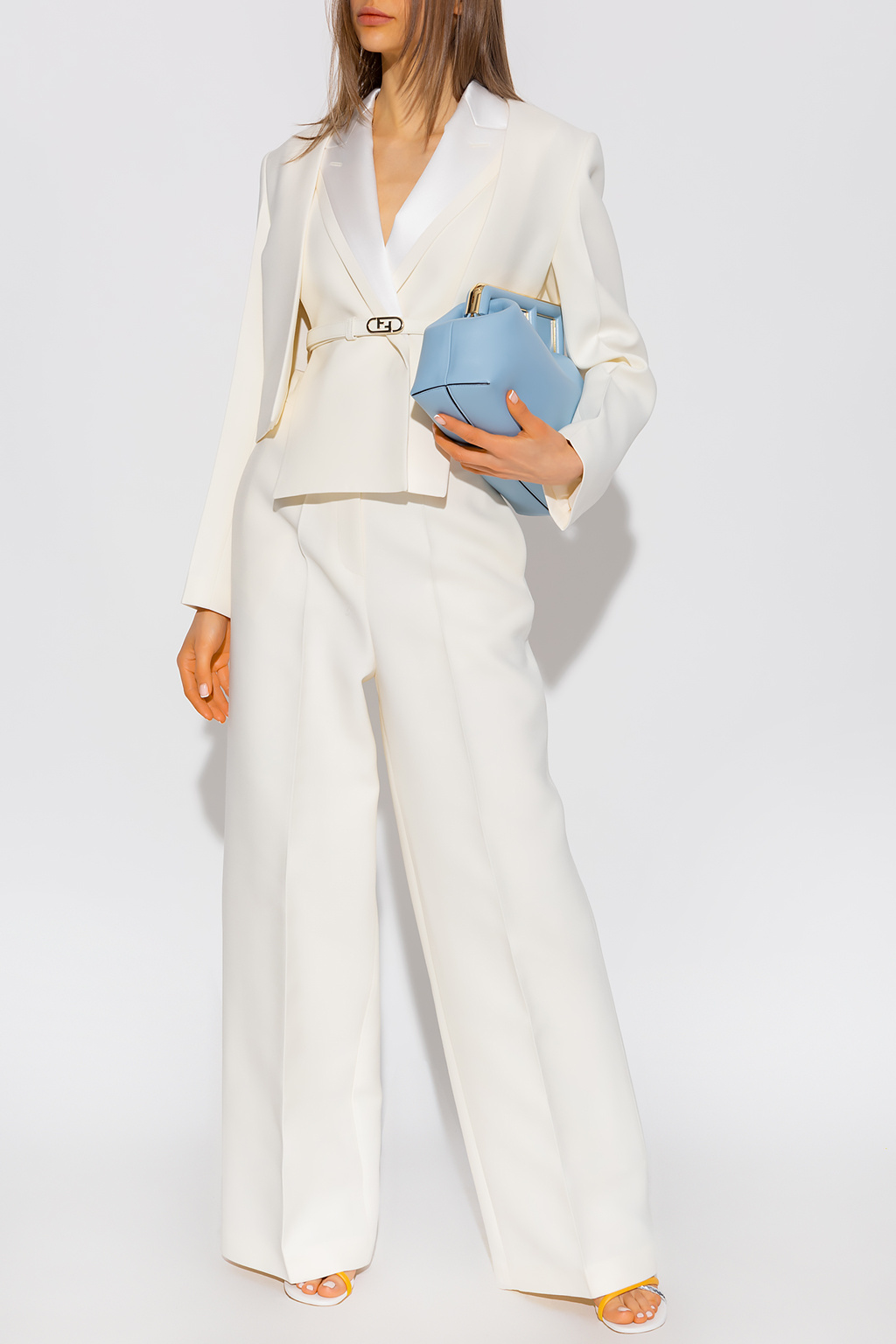 パンツ FENDI FW23 Ivory wool pant (FR6504AJYF F1M2A) Fendi Ivory Wool Blend Pant | italist